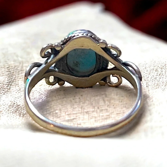 Dominican Larimar Sterling Silver Bali Ring (6.5) - Picture 5 of 6